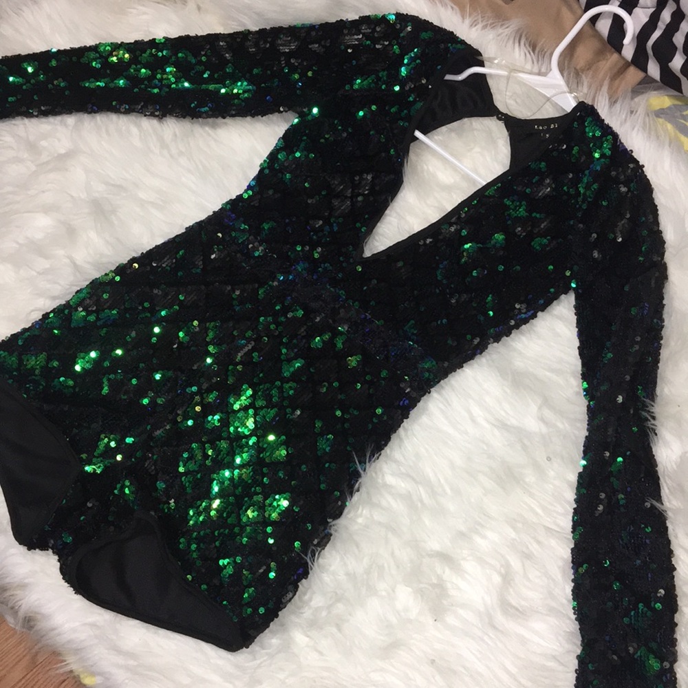 Sparkly green/blue romper.